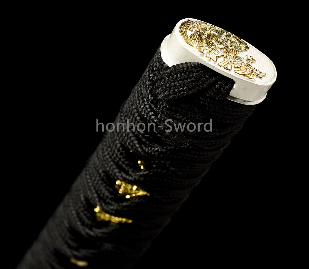 1095 Kohlenstoffstahl Katana Blaue Klinge Japanisches Samurai-Schwert Full Tang Schwarz 