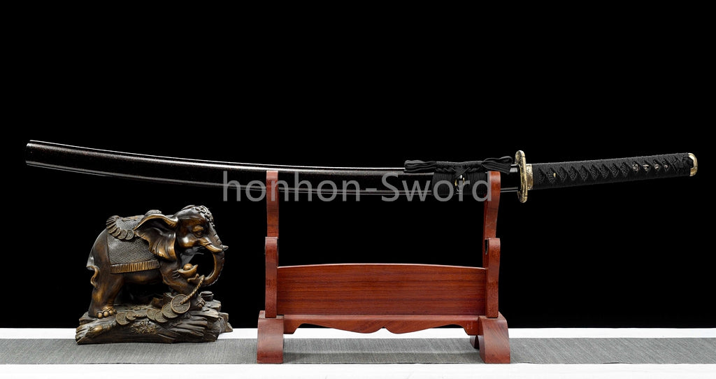 T10 Clay Tempered Japanese Katana Samurai Sword Brass Tsuba Full Tang For Battle