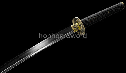 T10 Clay Tempered Japanese Katana Samurai Sword Brass Tsuba Full Tang For Battle