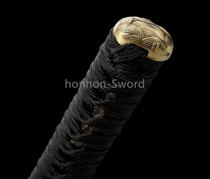 T10 Clay Tempered Japanese Katana Samurai Sword Brass Tsuba Full Tang For Battle