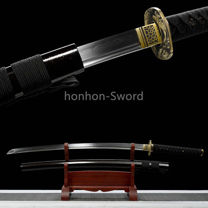 T10 Clay Tempered Japanese Katana Samurai Sword Brass Tsuba Full Tang For Battle