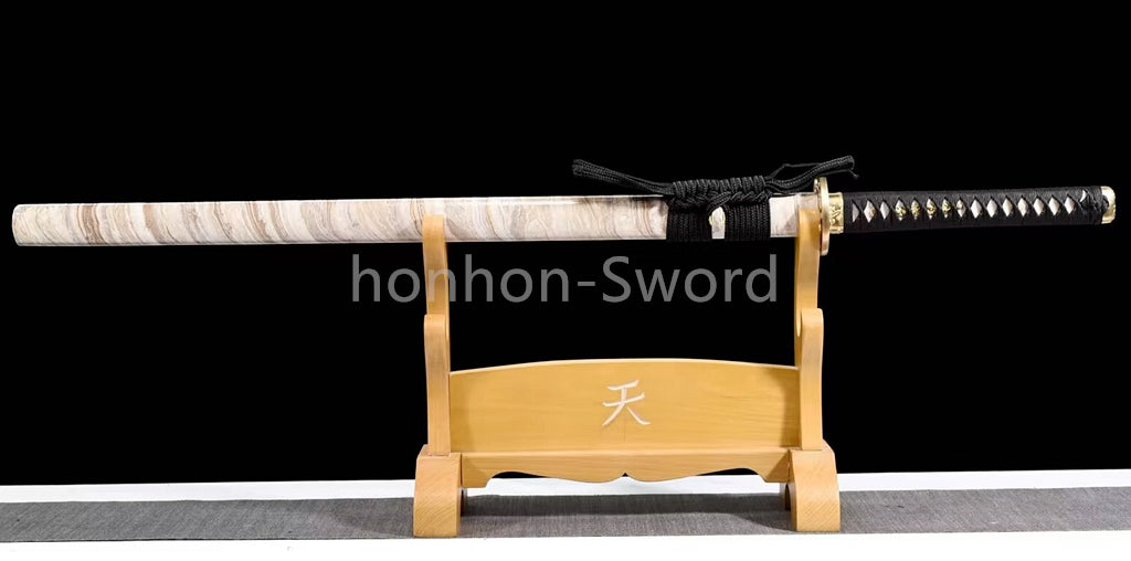 Japanese Katana T10 Clay Tempered Samurai Sword Brass Tsuba Full Tang For Battle