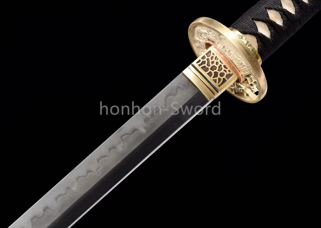 Japanese Katana T10 Clay Tempered Samurai Sword Brass Tsuba Full Tang For Battle