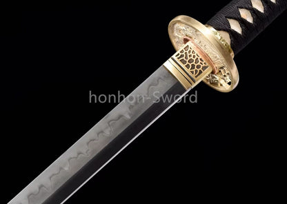 Japanese Katana T10 Clay Tempered Samurai Sword Brass Tsuba Full Tang For Battle
