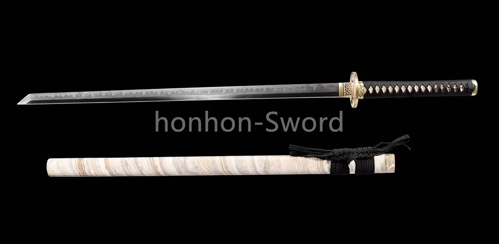 Japanese Katana T10 Clay Tempered Samurai Sword Brass Tsuba Full Tang For Battle