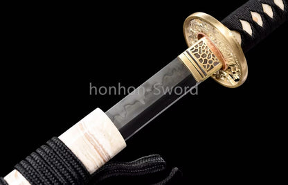 Japanese Katana T10 Clay Tempered Samurai Sword Brass Tsuba Full Tang For Battle