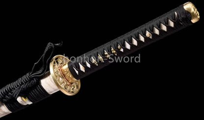 Japanese Katana T10 Clay Tempered Samurai Sword Brass Tsuba Full Tang For Battle