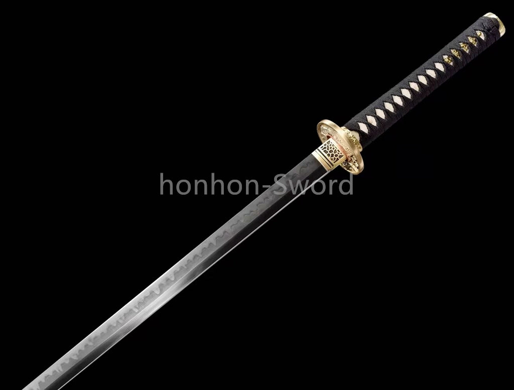 Japanese Katana T10 Clay Tempered Samurai Sword Brass Tsuba Full Tang For Battle