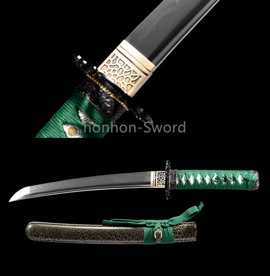 Japanese Tanto T10 Steel Clay Tempered Samurai Sword Full Tang Real Battle Ready