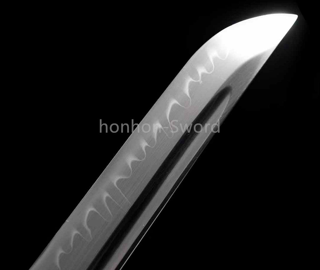1095 Kohlenstoffstahl Katana Blaue Klinge Japanisches Samurai-Schwert Full Tang Schwarz 