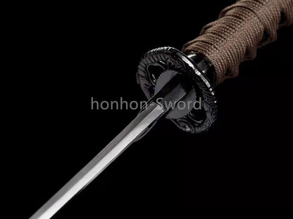 1095 Kohlenstoffstahl Katana Blaue Klinge Japanisches Samurai-Schwert Full Tang Schwarz 