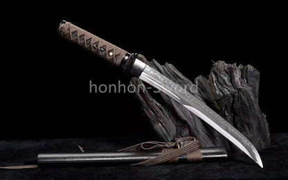 1095 Kohlenstoffstahl Katana Blaue Klinge Japanisches Samurai-Schwert Full Tang Schwarz 