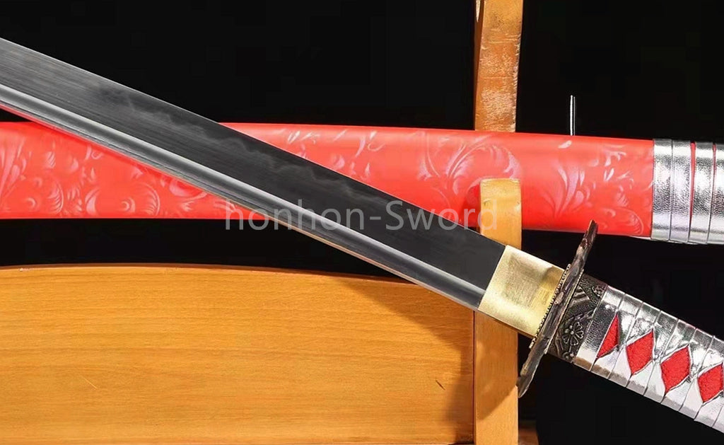 Katana à lame bleue en acier à haute teneur en carbone 1095, épée de samouraï japonais, épée complète noire 