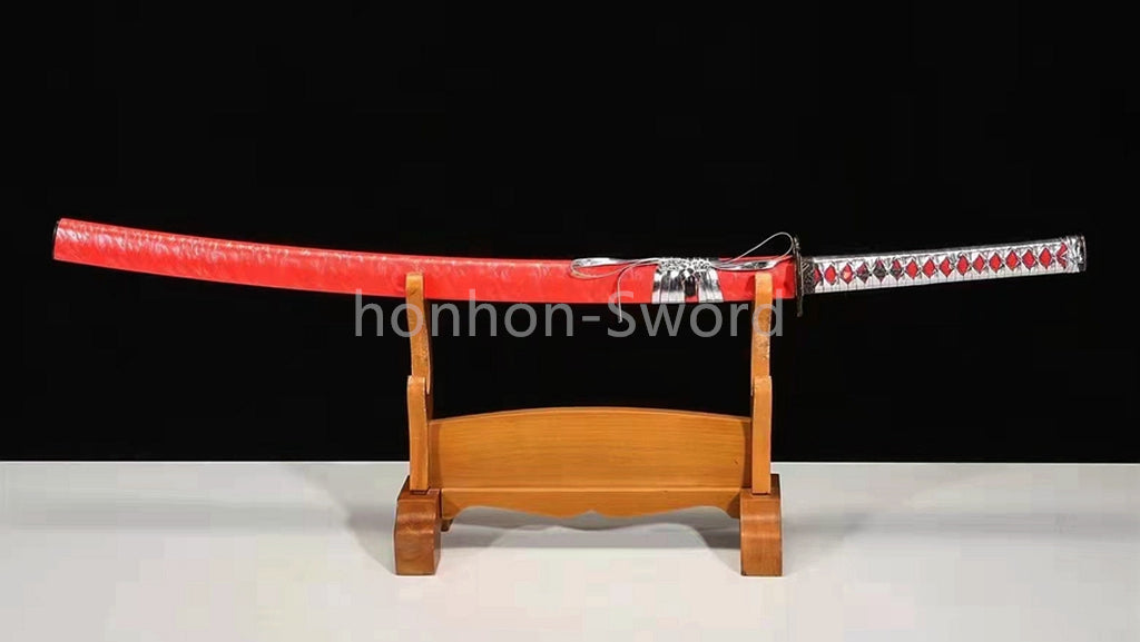 Katana à lame bleue en acier à haute teneur en carbone 1095, épée de samouraï japonais, épée complète noire 