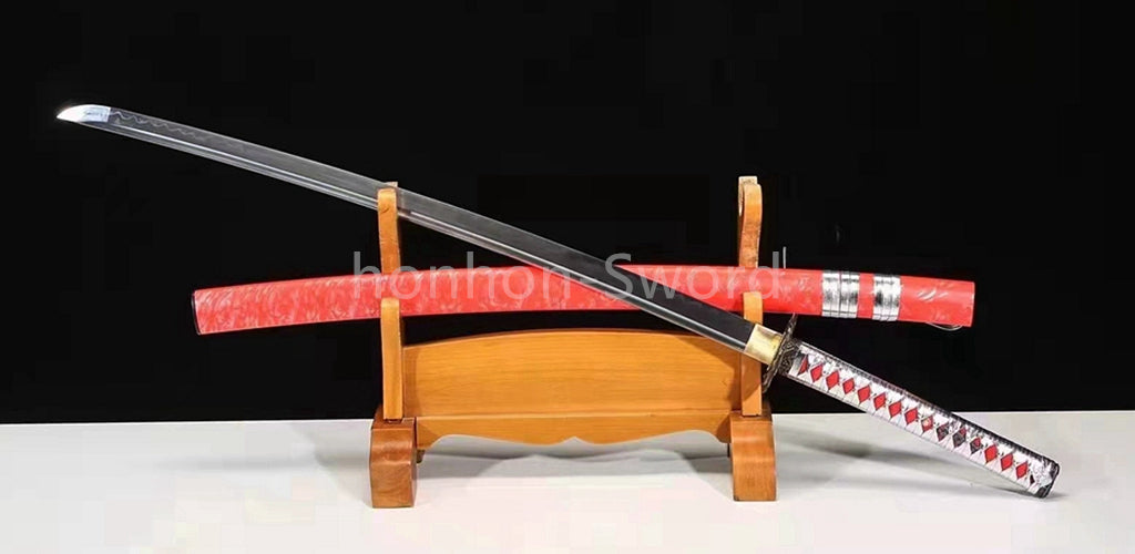 Katana à lame bleue en acier à haute teneur en carbone 1095, épée de samouraï japonais, épée complète noire 