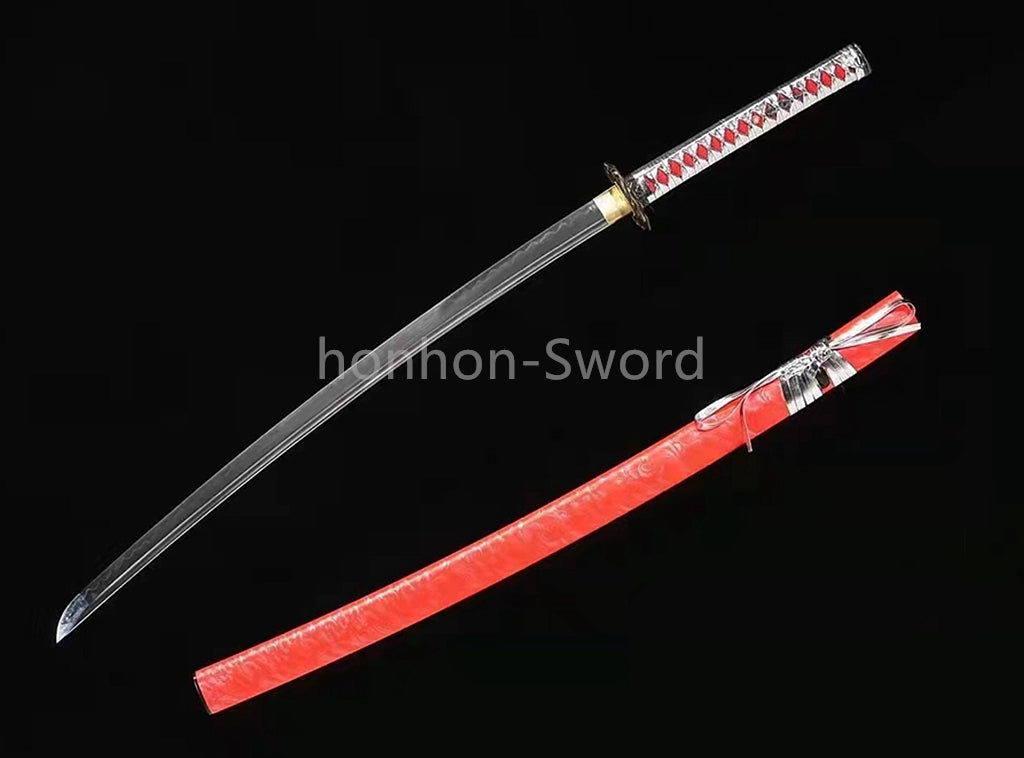 Katana à lame bleue en acier à haute teneur en carbone 1095, épée de samouraï japonais, épée complète noire 