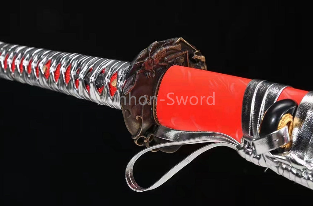 Katana à lame bleue en acier à haute teneur en carbone 1095, épée de samouraï japonais, épée complète noire 