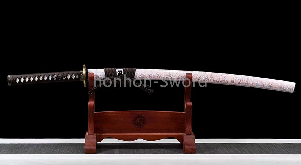 1095 Kohlenstoffstahl Katana Blaue Klinge Japanisches Samurai-Schwert Full Tang Schwarz 