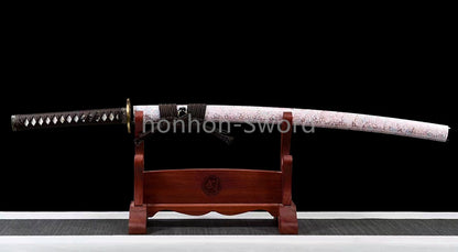 1095 Kohlenstoffstahl Katana Blaue Klinge Japanisches Samurai-Schwert Full Tang Schwarz 