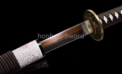 1095 Kohlenstoffstahl Katana Blaue Klinge Japanisches Samurai-Schwert Full Tang Schwarz 