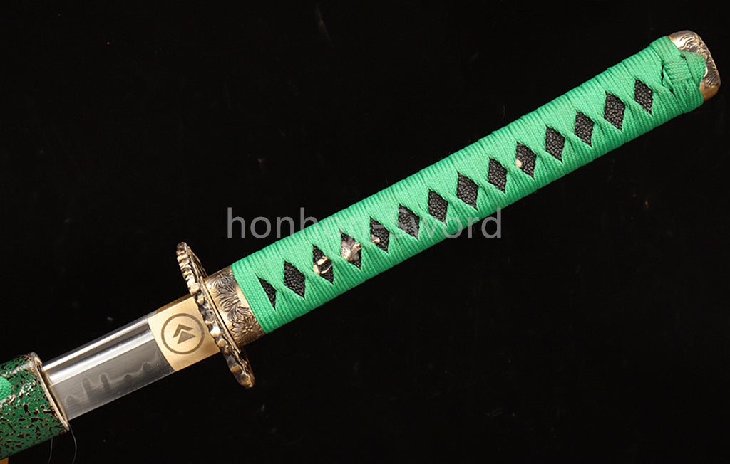 1095 Kohlenstoffstahl Katana Blaue Klinge Japanisches Samurai-Schwert Full Tang Schwarz 