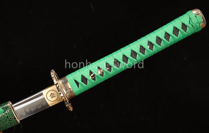 1095 Kohlenstoffstahl Katana Blaue Klinge Japanisches Samurai-Schwert Full Tang Schwarz 