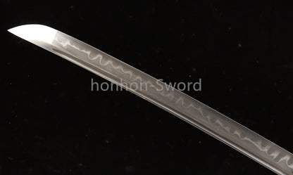 1095 Kohlenstoffstahl Katana Blaue Klinge Japanisches Samurai-Schwert Full Tang Schwarz 