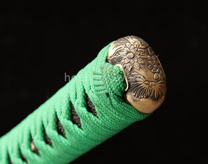 1095 Kohlenstoffstahl Katana Blaue Klinge Japanisches Samurai-Schwert Full Tang Schwarz 