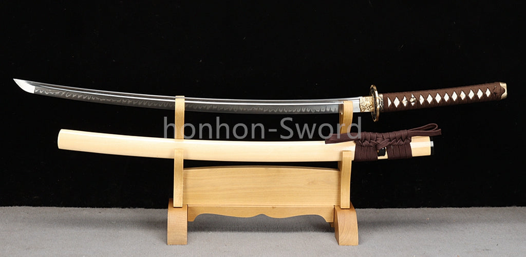 26inch T10 Steel Clay Tempered Japanese Katana Brass Tsuba Samurai Sword Sharp Battle Ready Real