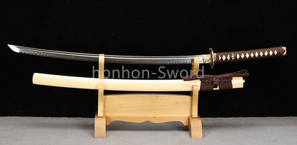 26inch T10 Steel Clay Tempered Japanese Katana Brass Tsuba Samurai Sword Sharp Battle Ready Real