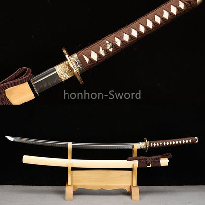 26inch T10 Steel Clay Tempered Japanese Katana Brass Tsuba Samurai Sword Sharp Battle Ready Real