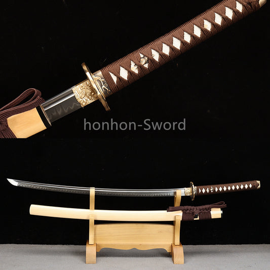 Katana à lame bleue en acier à haute teneur en carbone 1095, épée de samouraï japonais, épée complète noire 