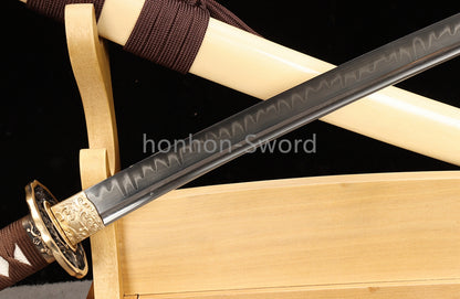26inch T10 Steel Clay Tempered Japanese Katana Brass Tsuba Samurai Sword Sharp Battle Ready Real