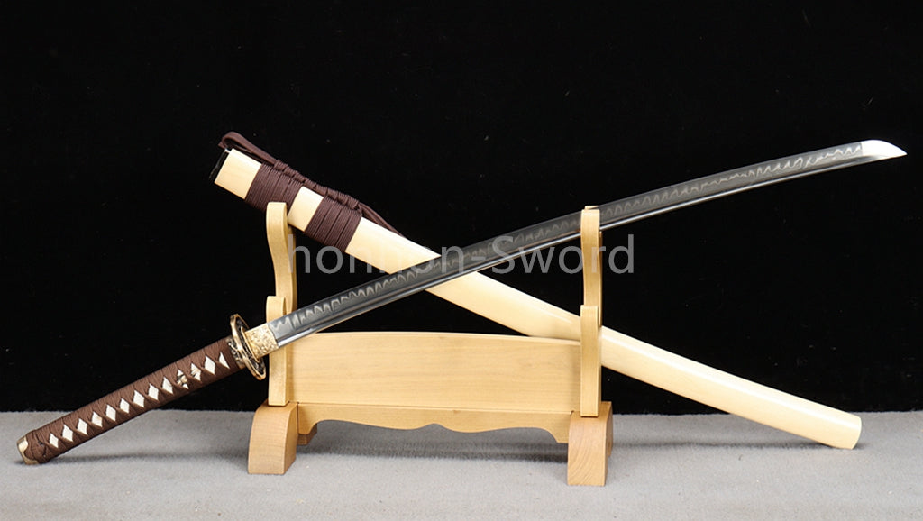 26inch T10 Steel Clay Tempered Japanese Katana Brass Tsuba Samurai Sword Sharp Battle Ready Real