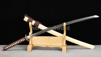 26inch T10 Steel Clay Tempered Japanese Katana Brass Tsuba Samurai Sword Sharp Battle Ready Real