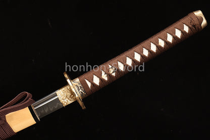 26inch T10 Steel Clay Tempered Japanese Katana Brass Tsuba Samurai Sword Sharp Battle Ready Real