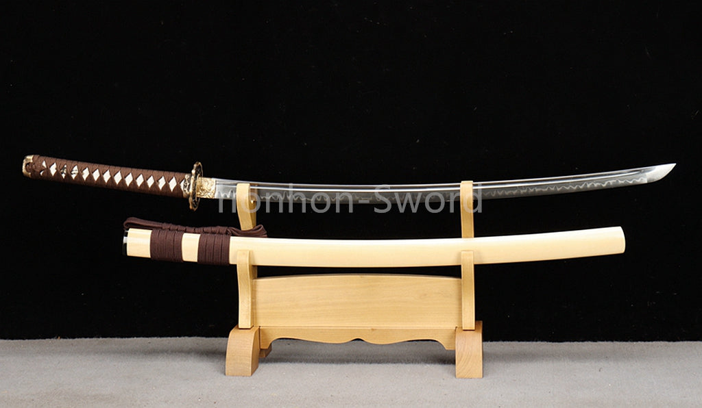 26inch T10 Steel Clay Tempered Japanese Katana Brass Tsuba Samurai Sword Sharp Battle Ready Real