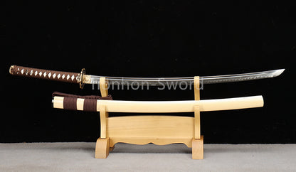 26inch T10 Steel Clay Tempered Japanese Katana Brass Tsuba Samurai Sword Sharp Battle Ready Real