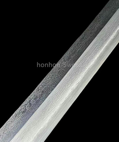 Japanese Tachi  Wootz Steel Clay Tempered  Samurai Sword Ji-Shiragi Brass Tsuba Real Sword
