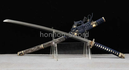 Japanese Tachi  Wootz Steel Clay Tempered  Samurai Sword Ji-Shiragi Brass Tsuba Real Sword