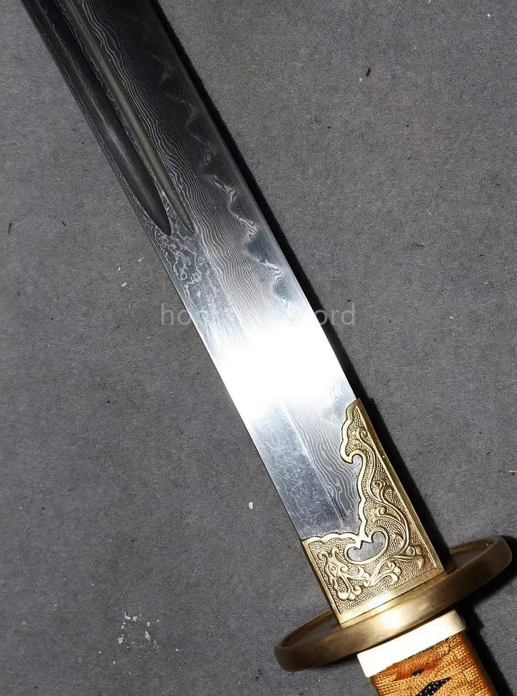 Damascus Folded Steel Clay Tempered Qing Dao 雁翎刀 Traditional Chinese Dao Sword Full Tang for Battle