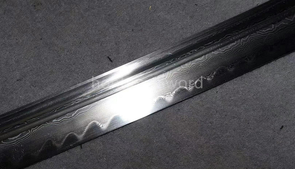 Damascus Folded Steel Clay Tempered Qing Dao 雁翎刀 Traditional Chinese Dao Sword Full Tang for Battle