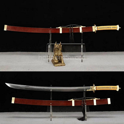 Damascus Folded Steel Clay Tempered Qing Dao 雁翎刀 Traditional Chinese Dao Sword Full Tang for Battle