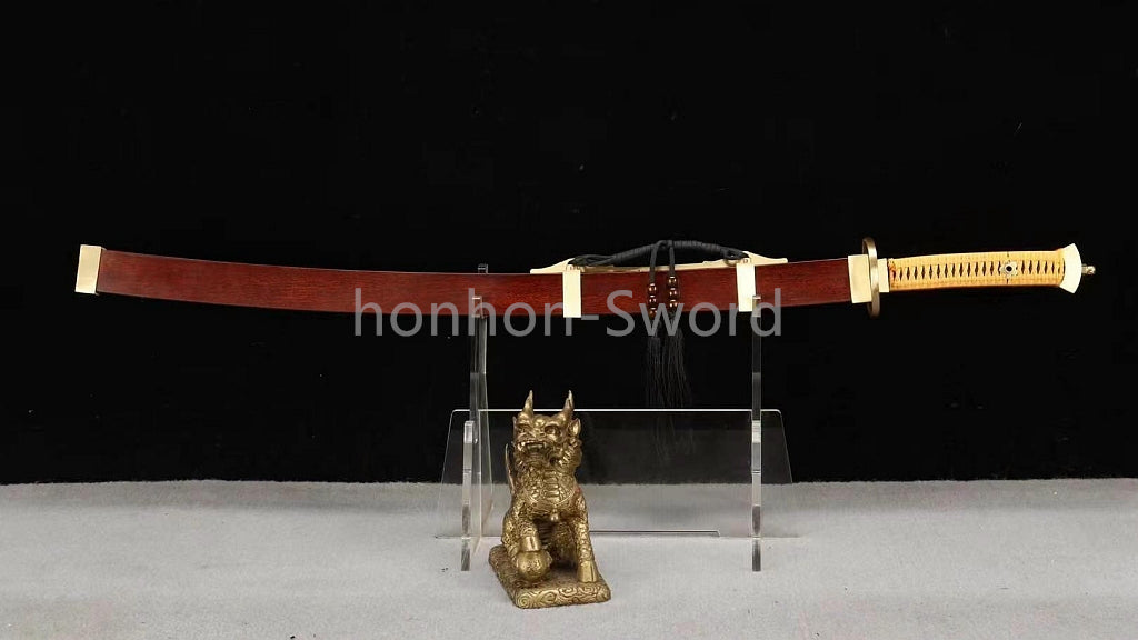 Damascus Folded Steel Clay Tempered Qing Dao 雁翎刀 Traditional Chinese Dao Sword Full Tang for Battle