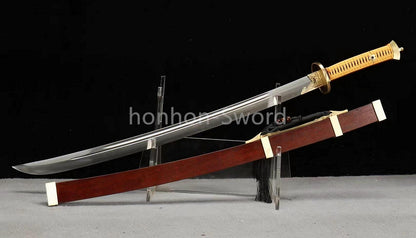 Damascus Folded Steel Clay Tempered Qing Dao 雁翎刀 Traditional Chinese Dao Sword Full Tang for Battle