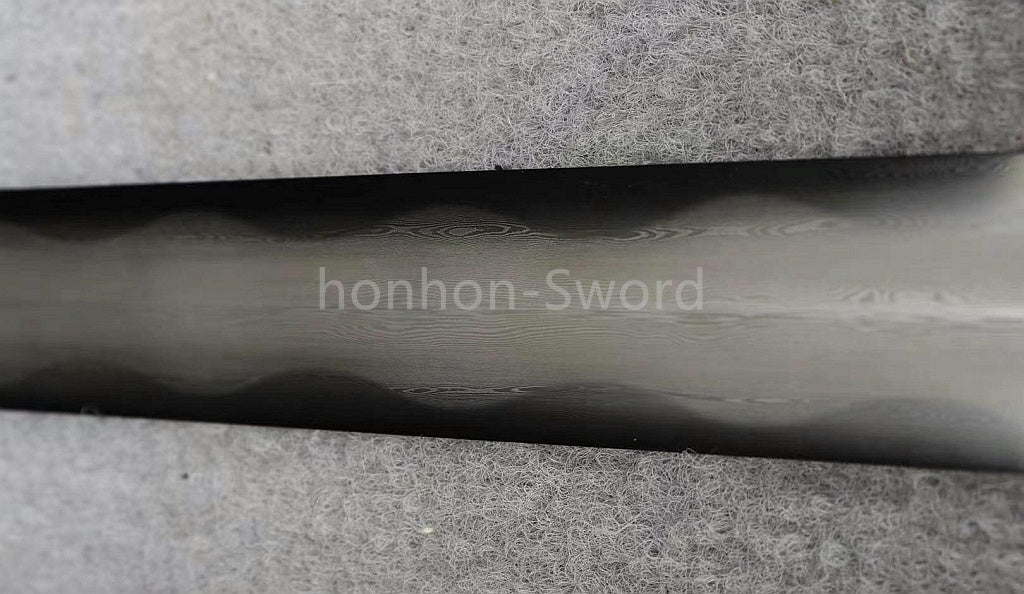 26inch Damascus Folded Steel Clay Tempered Chinese Tang Dynasty Jian Full Tang Naka-Shiragi Polished