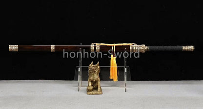26inch Damascus Folded Steel Clay Tempered Chinese Tang Dynasty Jian Full Tang Naka-Shiragi Polished