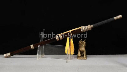 26inch Damascus Folded Steel Clay Tempered Chinese Tang Dynasty Jian Full Tang Naka-Shiragi Polished