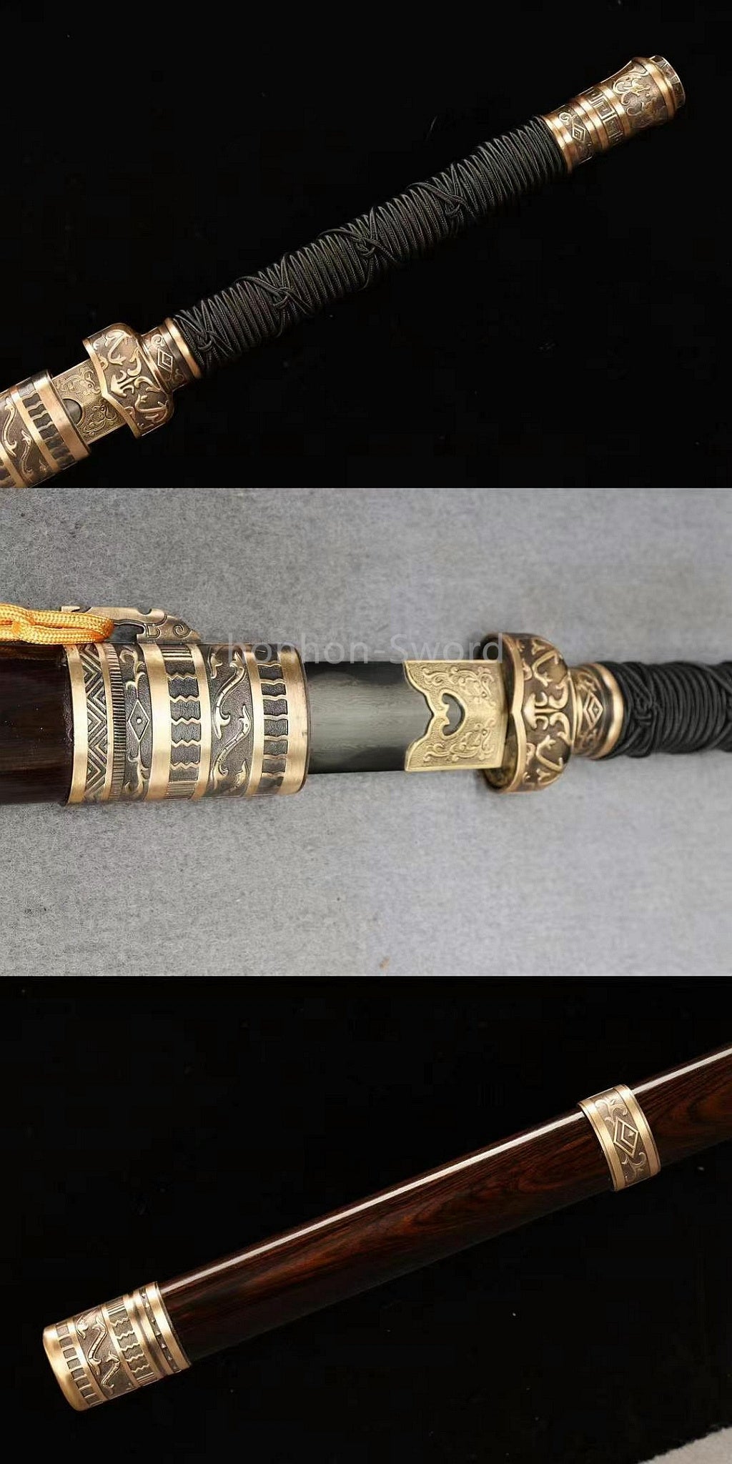 26inch Damascus Folded Steel Clay Tempered Chinese Tang Dynasty Jian Full Tang Naka-Shiragi Polished