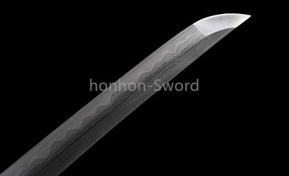 Épée de samouraï japonaise en acier plié noir, katana, lame tranchante faite à la main, noire 